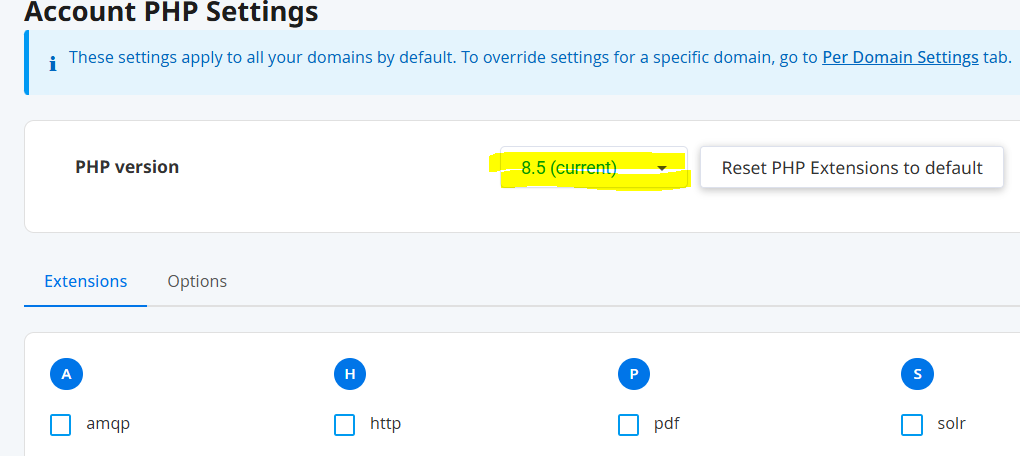 PHP version