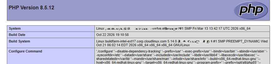 PHP version 8.5.12 patched against PHP2Shell
