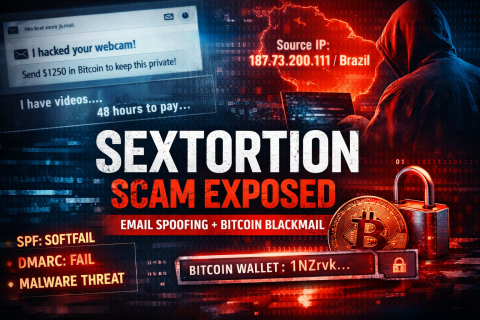 Con sextortion scam spoofing social engineering attacks